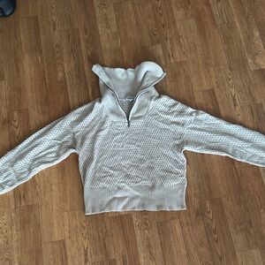 Cozy Cream Sweater with Zipper Detail